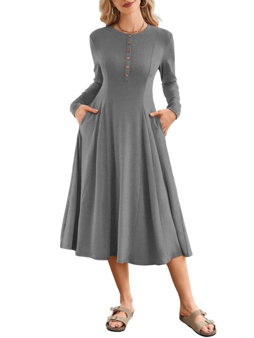 Fall Dresses for Women Maxi Dresses 2026 Long Sleeve Button Down Fit & Flare